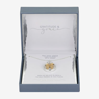 Gratitude & Grace Believe Womens Crystal 14K Gold Over Brass Pure Silver Over Brass Wing Pendant Necklaces