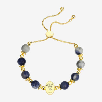 Gratitude & Grace Believe Virgin Mary Sodalite 14K Gold Over Brass 8 1/2 Inch Box Bolo Bracelet