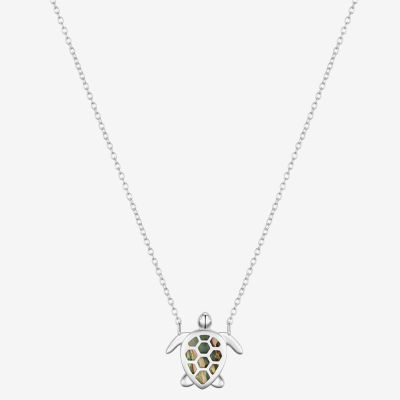 Footnotes Patience Turtle Womens Green Abalone Sterling Silver Pendant Necklaces