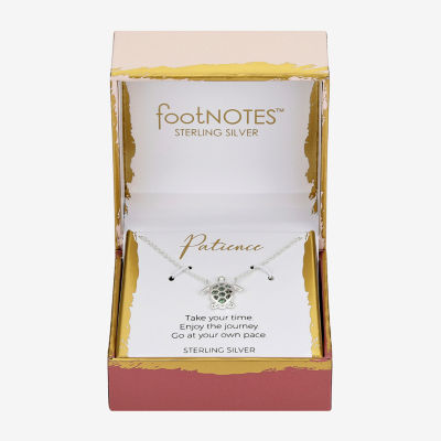 Footnotes Patience Turtle Womens Green Abalone Sterling Silver Pendant Necklaces