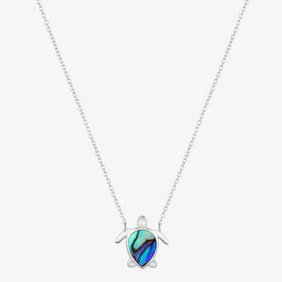 Footnotes Patience Turtle Womens Green Abalone Sterling Silver Pendant Necklaces