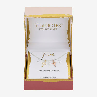 Footnotes Faith 14K Gold Over Silver 14K Rose Gold Over Silver 16 Inch Cable Cross Pendant Necklace