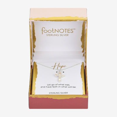 Footnotes Hope Womens White Mother Of Pearl Sterling Silver Cross Pendant Necklaces