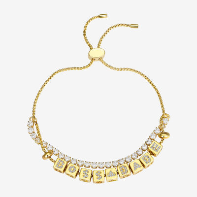 Footnotes Boss Womens Cubic Zirconia Gold Tone 14K Gold Over Brass Bolo Bracelet