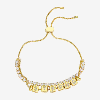 Footnotes Strong Womens Cubic Zirconia 14K Gold Over Brass Bolo Bracelet