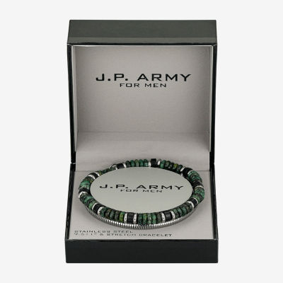 J.P. Army Mens 2-pc. Green Turquoise Stainless Steel Bracelet Set