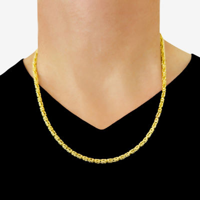 14K Gold 22 Inch Hollow Byzantine Chain Necklace