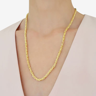 14K Gold 22 Inch Hollow Byzantine Chain Necklace