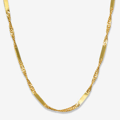 Unisex Adult 14K Gold 18 Inch Singapore Chain Necklace