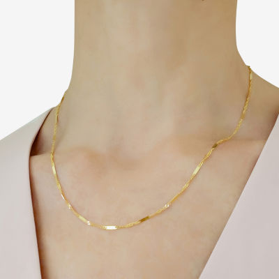 Unisex Adult 14K Gold 18 Inch Singapore Chain Necklace