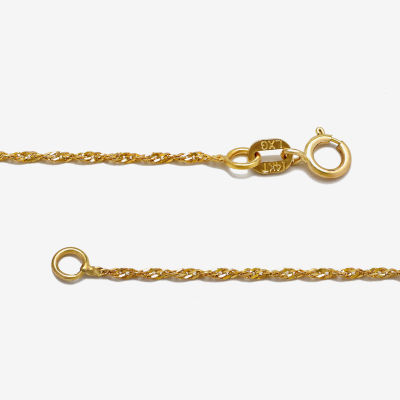 14K Gold 16 - 18 Inch Solid Singapore Chain Necklace