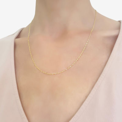 14K Gold 16 - 18 Inch Solid Singapore Chain Necklace