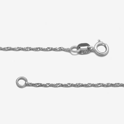 Womens 14K White Gold 16 Inch Singapore Chain Necklace