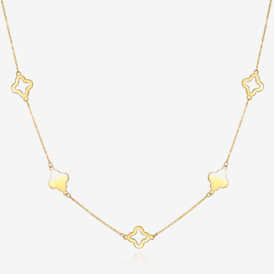 Womens 14K Gold Clover 18 Inch Pendant Necklace