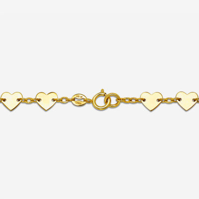 14K Gold 7.5 Inch Fashion Heart Link Bracelet