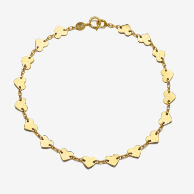 14K Gold 7.5 Inch Fashion Heart Link Bracelet