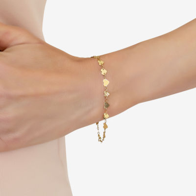 14K Gold 7.5 Inch Fashion Heart Link Bracelet