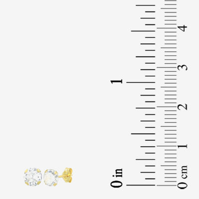 White Cubic Zirconia 14K Gold 4mm Round Stud Earrings