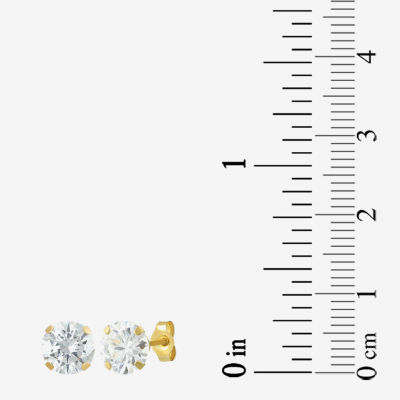 White Cubic Zirconia 14K Gold 6mm Round Stud Earrings