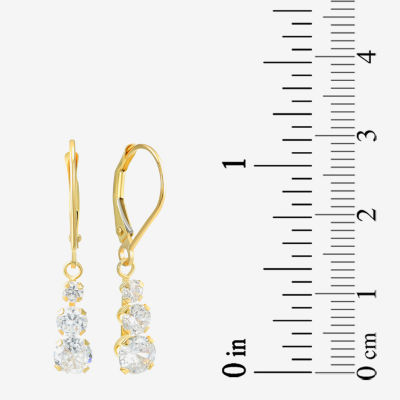 Womens Cubic Zirconia 14K Gold Round Drop Earrings