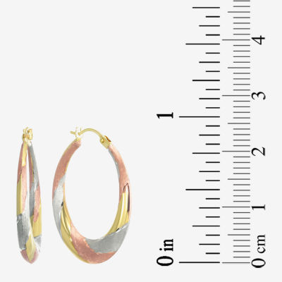 14K Tri-Color Gold 25mm Round Hoop Earrings