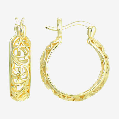 24K Gold Over Silver 18mm Round Hoop Earrings