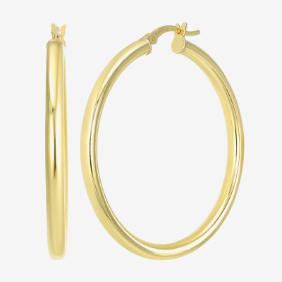 24K Gold Over Silver 40mm Round Hoop Earrings