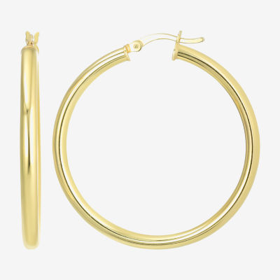 24K Gold Over Silver 40mm Round Hoop Earrings