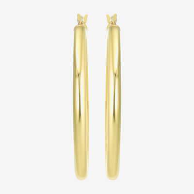 24K Gold Over Silver 40mm Round Hoop Earrings