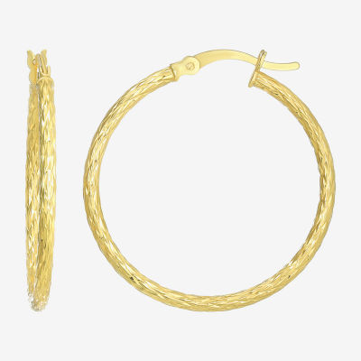 24K Gold Over Silver 30.5mm Round Hoop Earrings