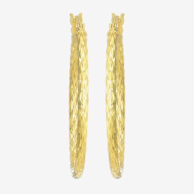 24K Gold Over Silver 30.5mm Round Hoop Earrings