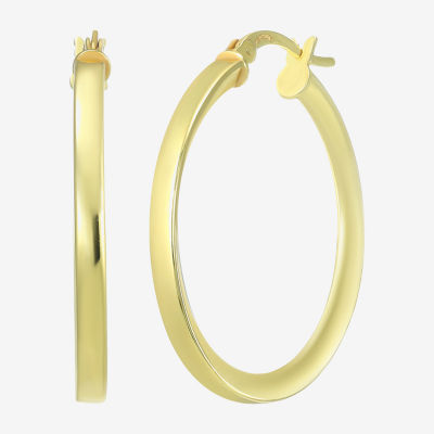 24K Gold Over Silver Round Hoop Earrings