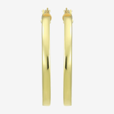 24K Gold Over Silver Round Hoop Earrings