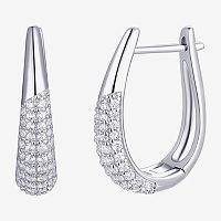 White Cubic Zirconia Sterling Silver 20mm Round Hoop Earrings, One Size