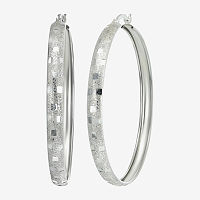 Sterling Silver 48mm Oval Hoop Earrings, One Size