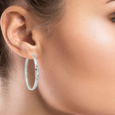 Sterling Silver 48mm Oval Hoop Earrings