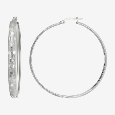 Sterling Silver 48mm Oval Hoop Earrings