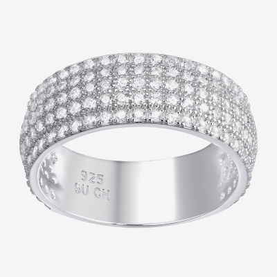 Diamonart 22MM White Cubic Zirconia Sterling Silver Round Band