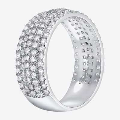 Diamonart 22MM White Cubic Zirconia Sterling Silver Round Band