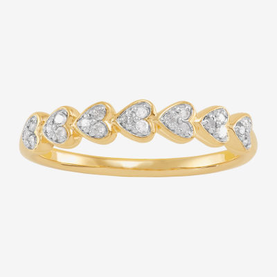 1/10 CT. T.W. Natural White Diamond 18K Gold Over Silver Heart Band