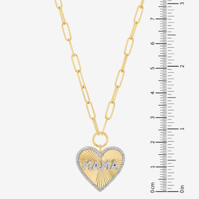 Womens 1/10 CT. T.W. Natural White Diamond 14K Gold Over Silver Heart Pendant Necklace