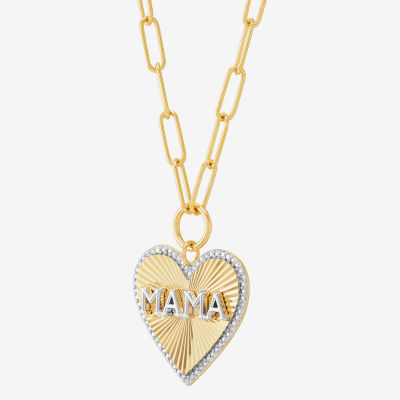 Womens 1/10 CT. T.W. Natural White Diamond 14K Gold Over Silver Heart Pendant Necklace