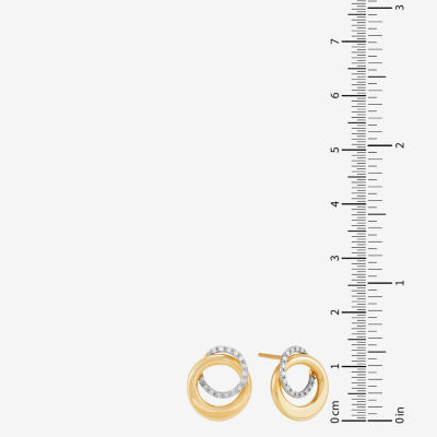 1/10 CT. T.W. Natural White Diamond 10K Gold 13.7mm Circle Stud Earrings