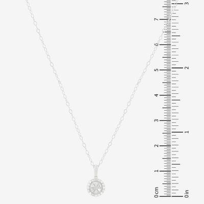 Womens 1/6 CT. T.W. Natural White Diamond Sterling Silver Round Pendant Necklace