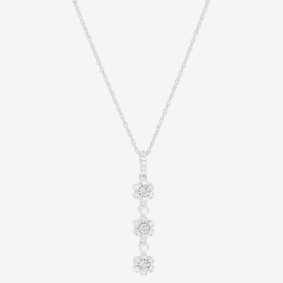 Womens 1/ CT. T.W. Natural White Diamond Sterling Silver Pendant Necklace