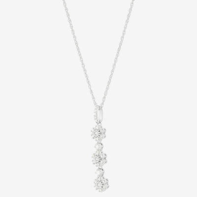 Womens 1/ CT. T.W. Natural White Diamond Sterling Silver Pendant Necklace