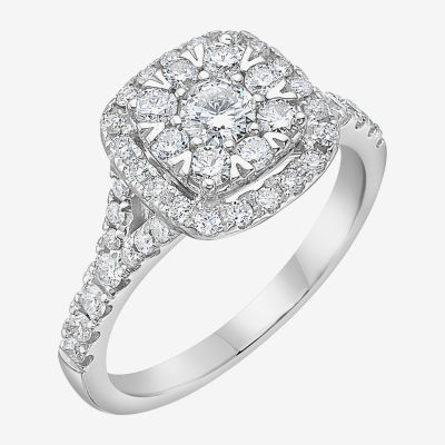 Womens 1 CT. T.W. Natural White Diamond 14K White Gold Engagement Ring