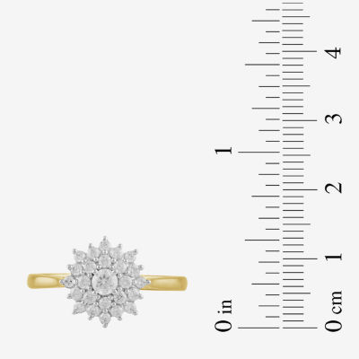 (H / I1-I2) Womens 1/2 CT. T.W. Lab Grown White Diamond 14K Gold Over Silver Cluster Cocktail Ring