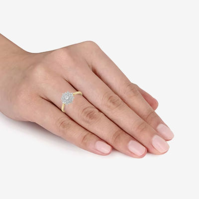 (H / I1-I2) Womens 1/2 CT. T.W. Lab Grown White Diamond 14K Gold Over Silver Cluster Cocktail Ring