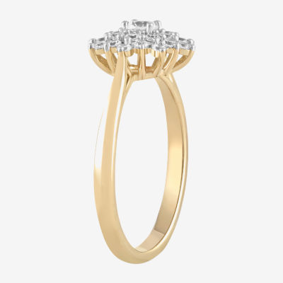 (H / I1-I2) Womens 1/2 CT. T.W. Lab Grown White Diamond 14K Gold Over Silver Cluster Cocktail Ring